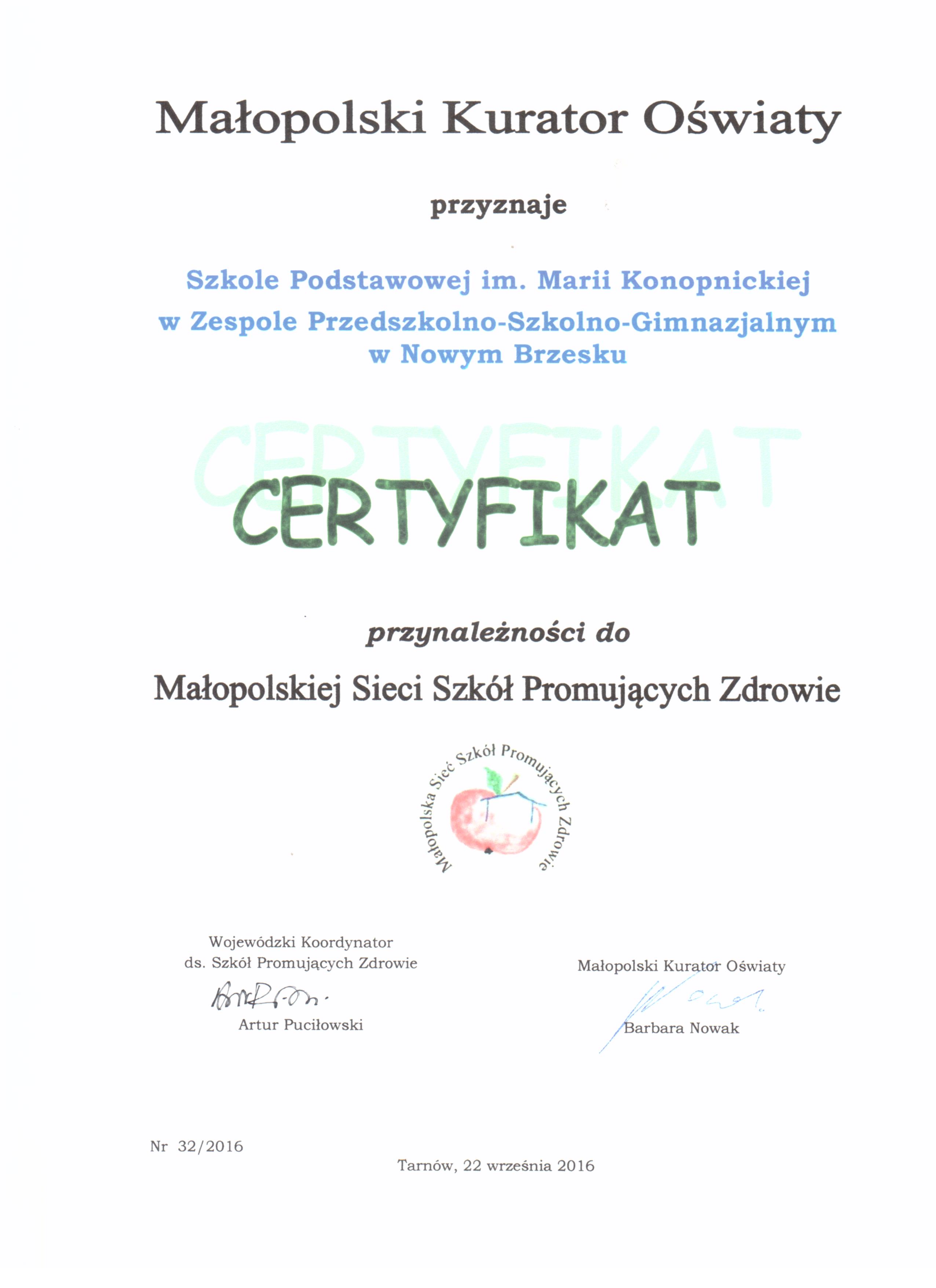 certyf szk prom zdrowie